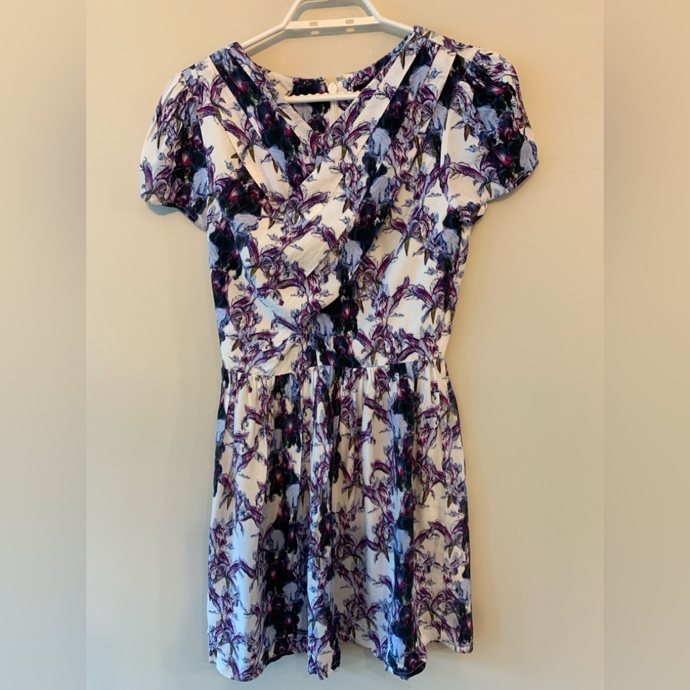 TOP SHOP Floral Print Short Sleeve Dress